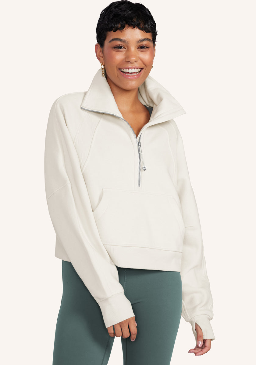 Lululemon Scuba Oversized Half-Zip Sweatshirt Hoodie - Green/Olive - Size XL/XXL Cotton-Blend Fleece Fabric