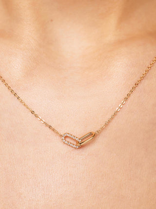 Diamond Link Necklace - Solid Yellow Gold