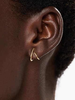 Solid Yellow Gold - Aurora Huggie Studs