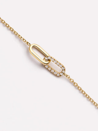 Diamond Link Necklace - Solid Yellow Gold