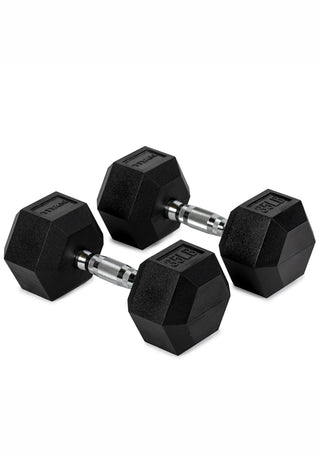 35 LB Rubber Hex Dumbbells