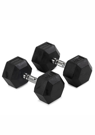40 LB Rubber Hex Dumbbells