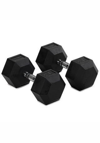 50 LB Rubber Hex Dumbbells