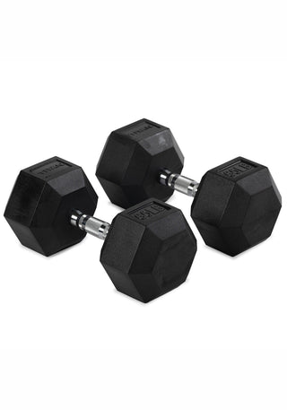 60 LB Rubber Hex Dumbbells