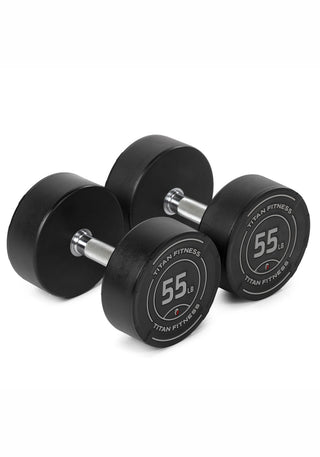 55 LB Pair Round Urethane Dumbbells