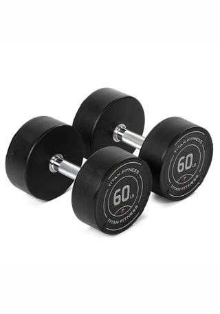 60 LB Pair Round Urethane Dumbbells