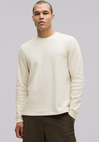 Cotton-Blend Waffle Knit Long-Sleeve Shirt