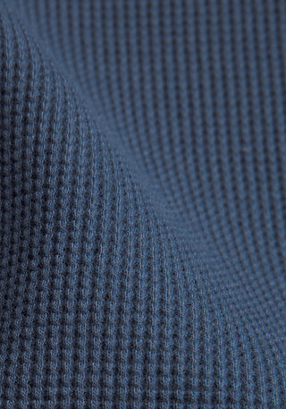 Cotton-Blend Waffle Knit Long-Sleeve Shirt