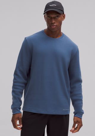 Cotton-Blend Waffle Knit Long-Sleeve Shirt