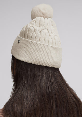 Women's Cable-Knit Pom-Pom Beanie