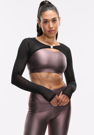 Mesh Shrug V-Back Bra