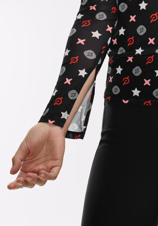 Mesh Mock Neck Long Sleeve