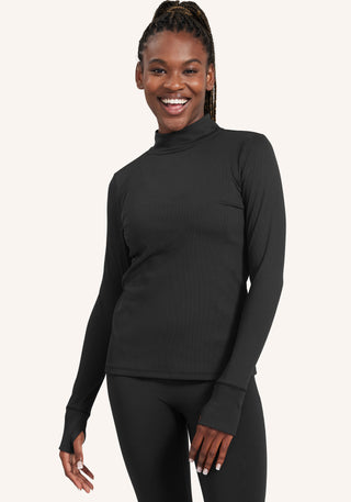 Rib Mock Neck Long Sleeve