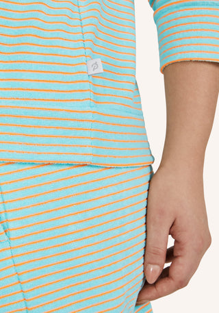 Striped Terrycloth Polo Pullover
