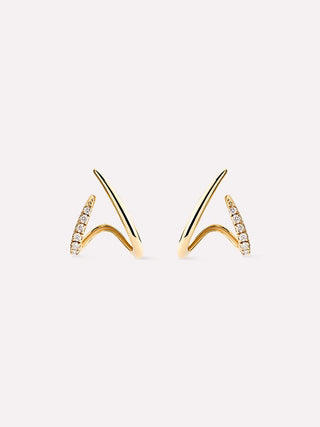 Solid Yellow Gold - Diamond Aurora Huggie Studs