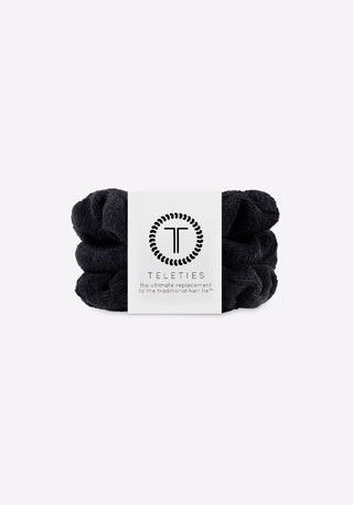 Jet Black Terry Cloth Large Scrunchie - 3 Pack