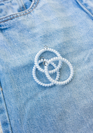 Washed Denim Large Hair Ties - 3 Pack