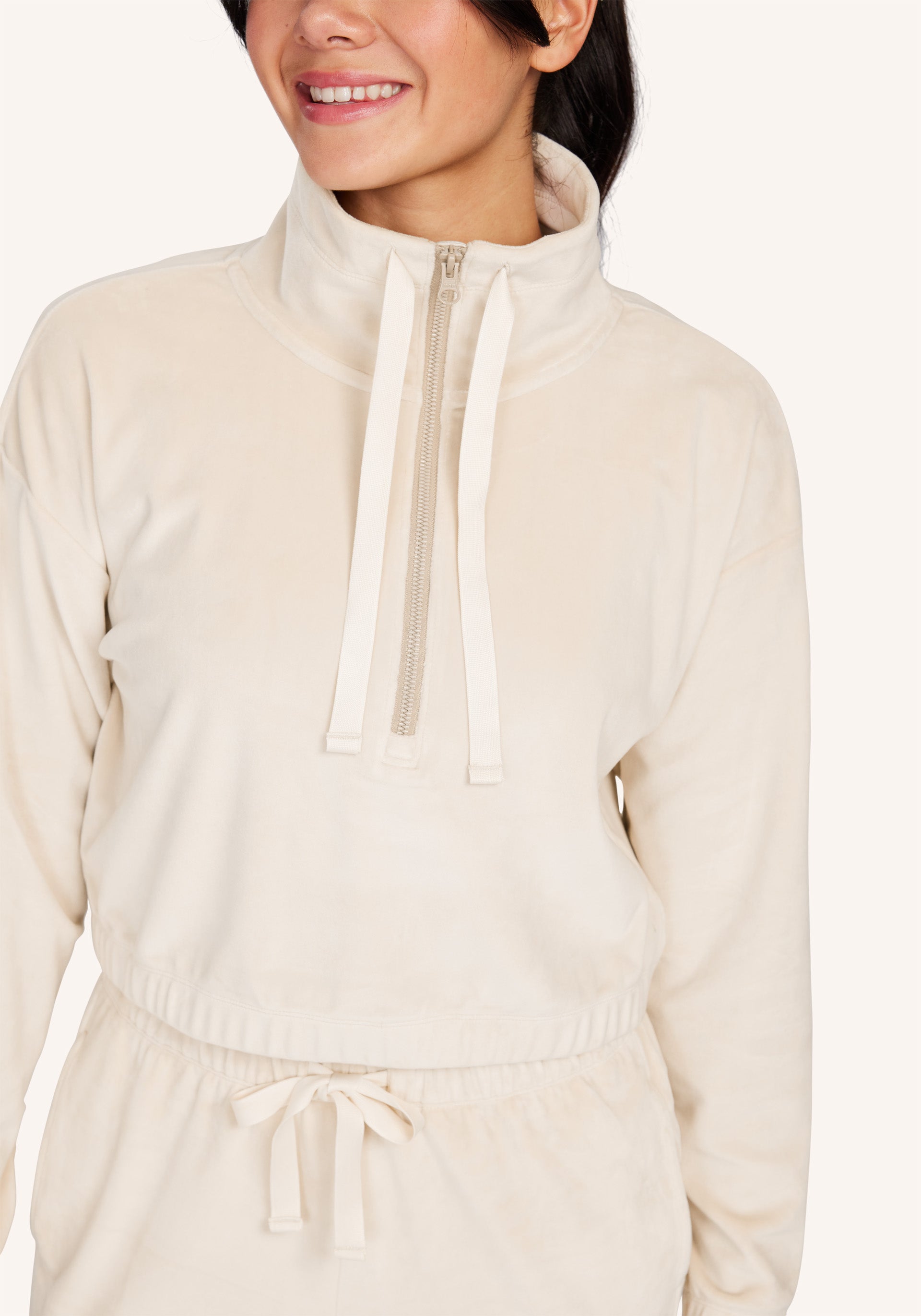 Velour half zip online pullover