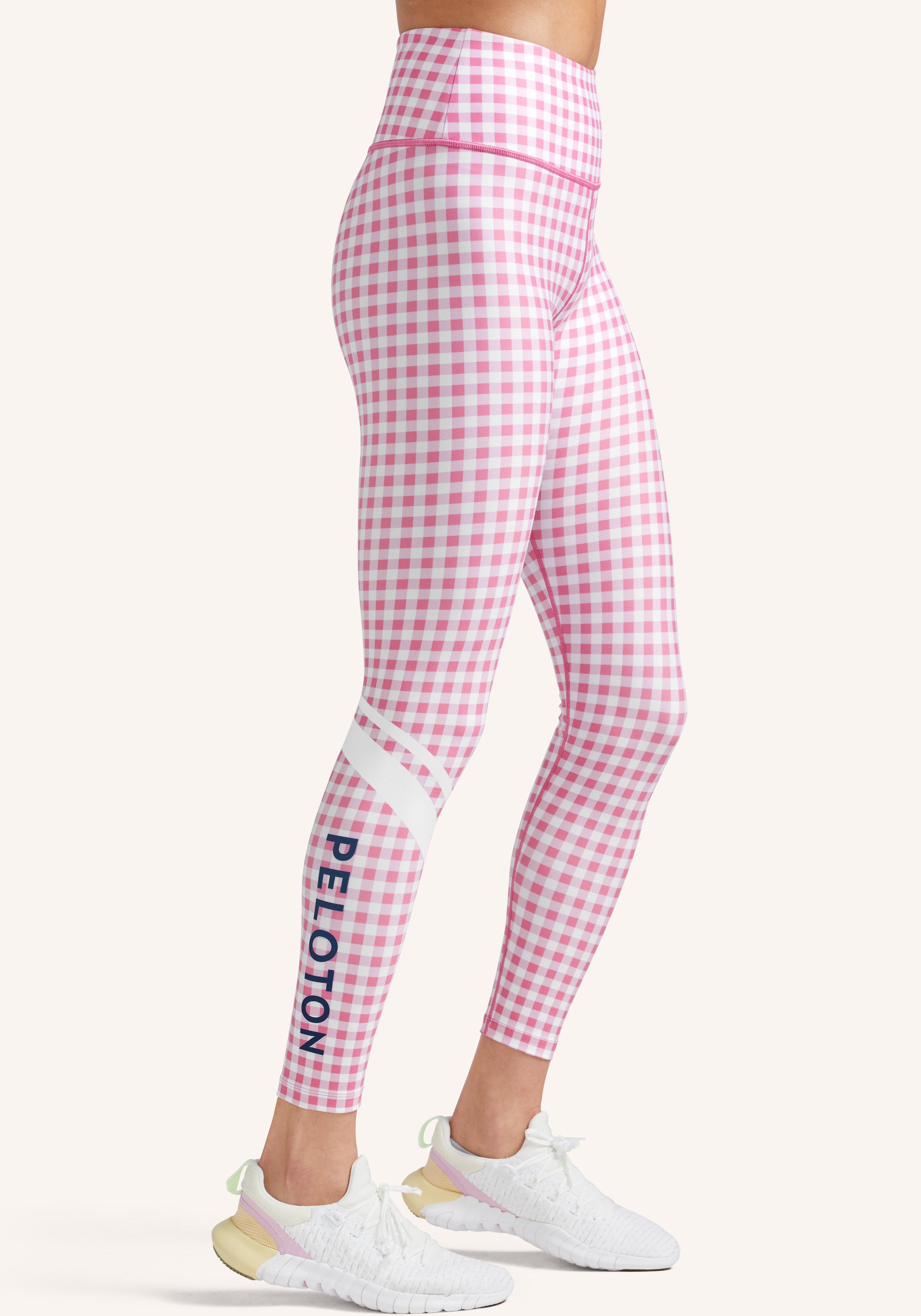 Pink M/L checkered leggings & tee - Athletic apparel